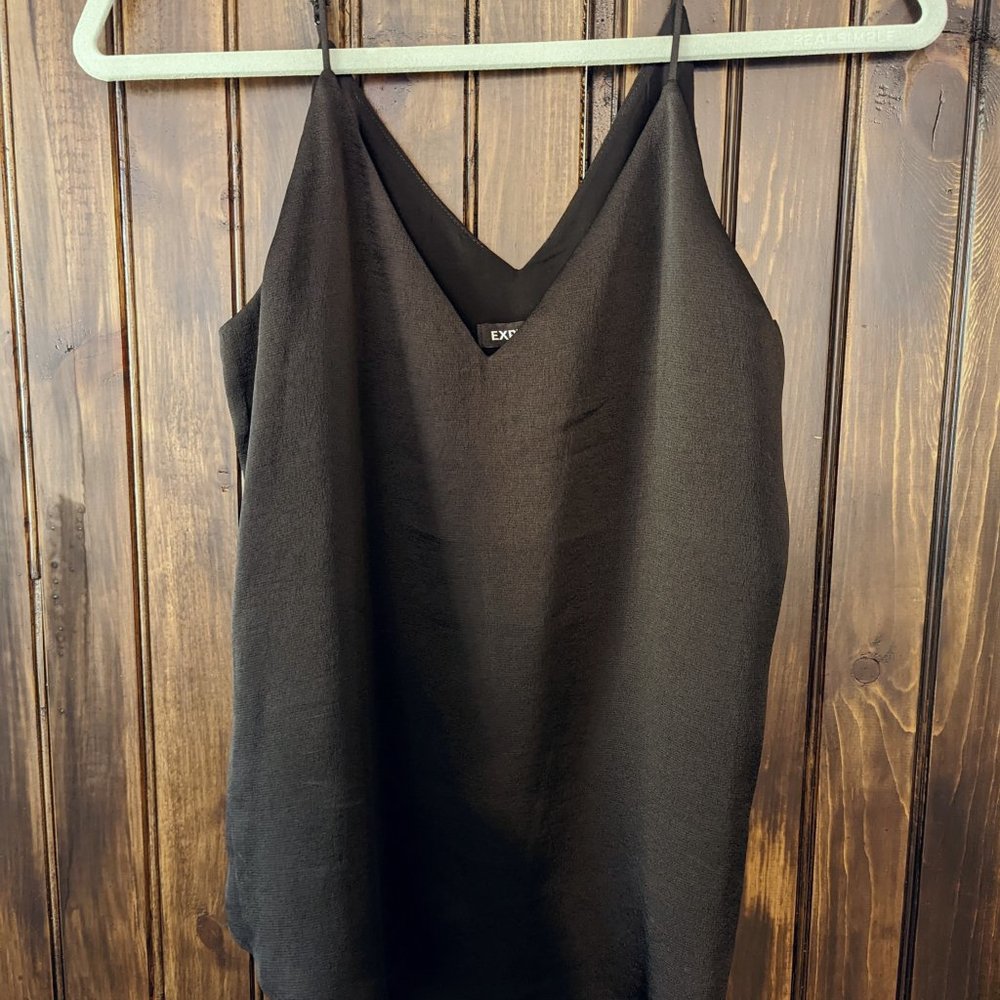 Express Black V-Neck Lined Adjustable Straps Cami… - image 1